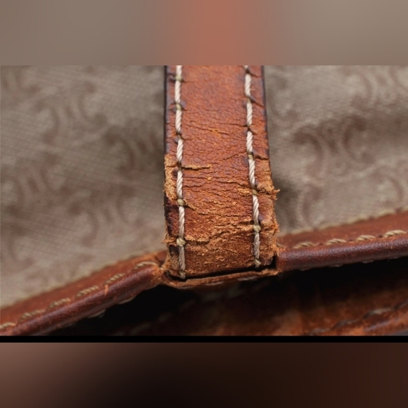 Authentic CELINE Macadam Blason Pattern Hand Tote Bag Leather Beige GREAT! - Picture 13 of 16